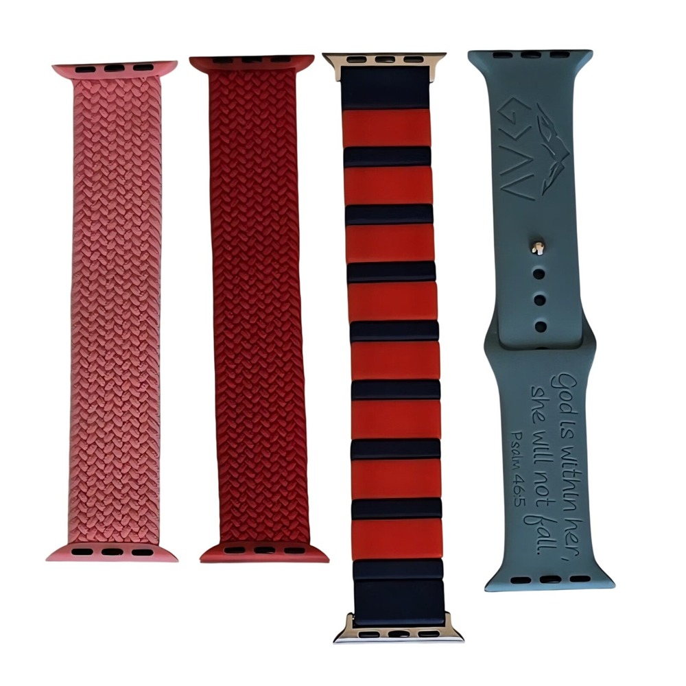38 40 41mm (4) New Apple Watch Bands Multi Mixed Styles + Silicone Engraved